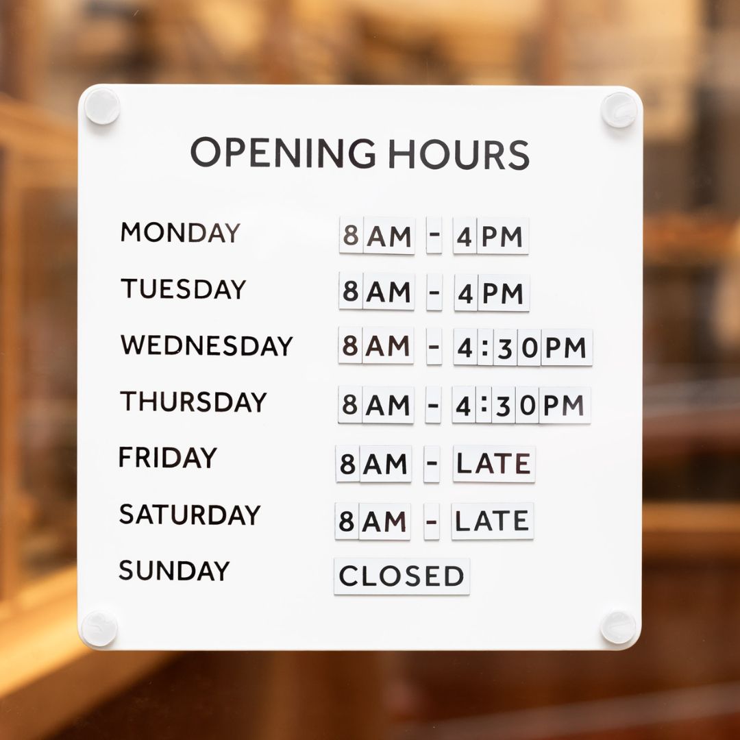 Opening Hours Sign, Shop Hours Sign, Store Hours Sign, Store Open Hours Sign , Opening Time Sign