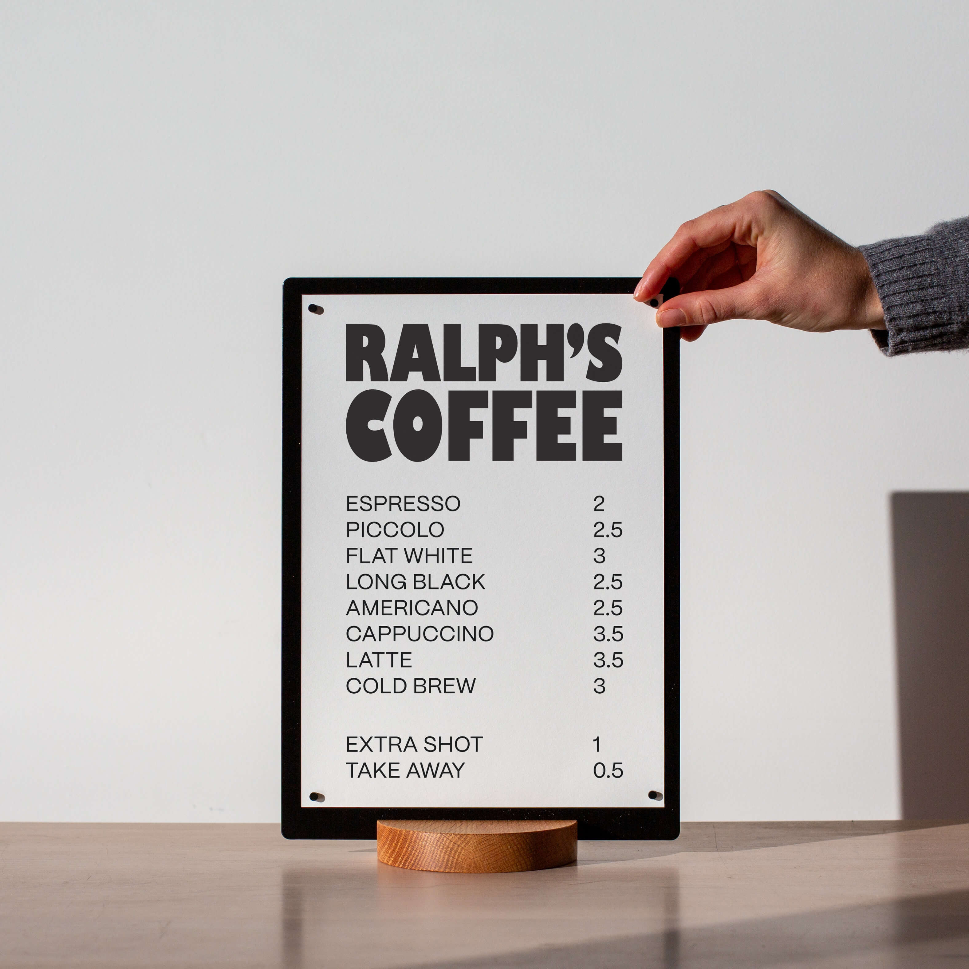 counter top sign, countertop menu, coffee menu display