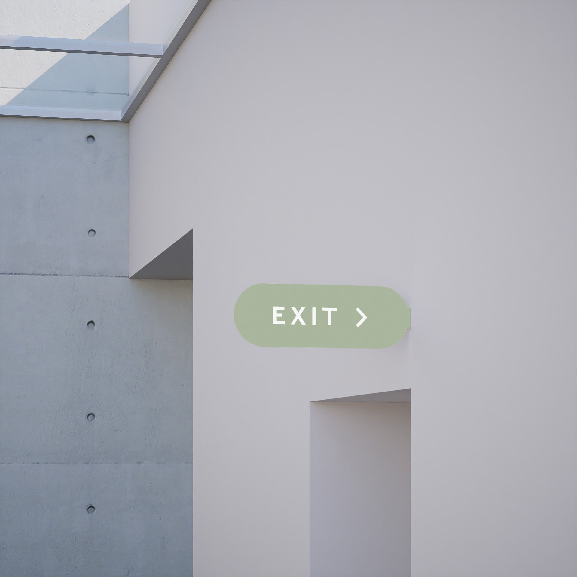 curved wall-mounted customised exit wayfinding sign