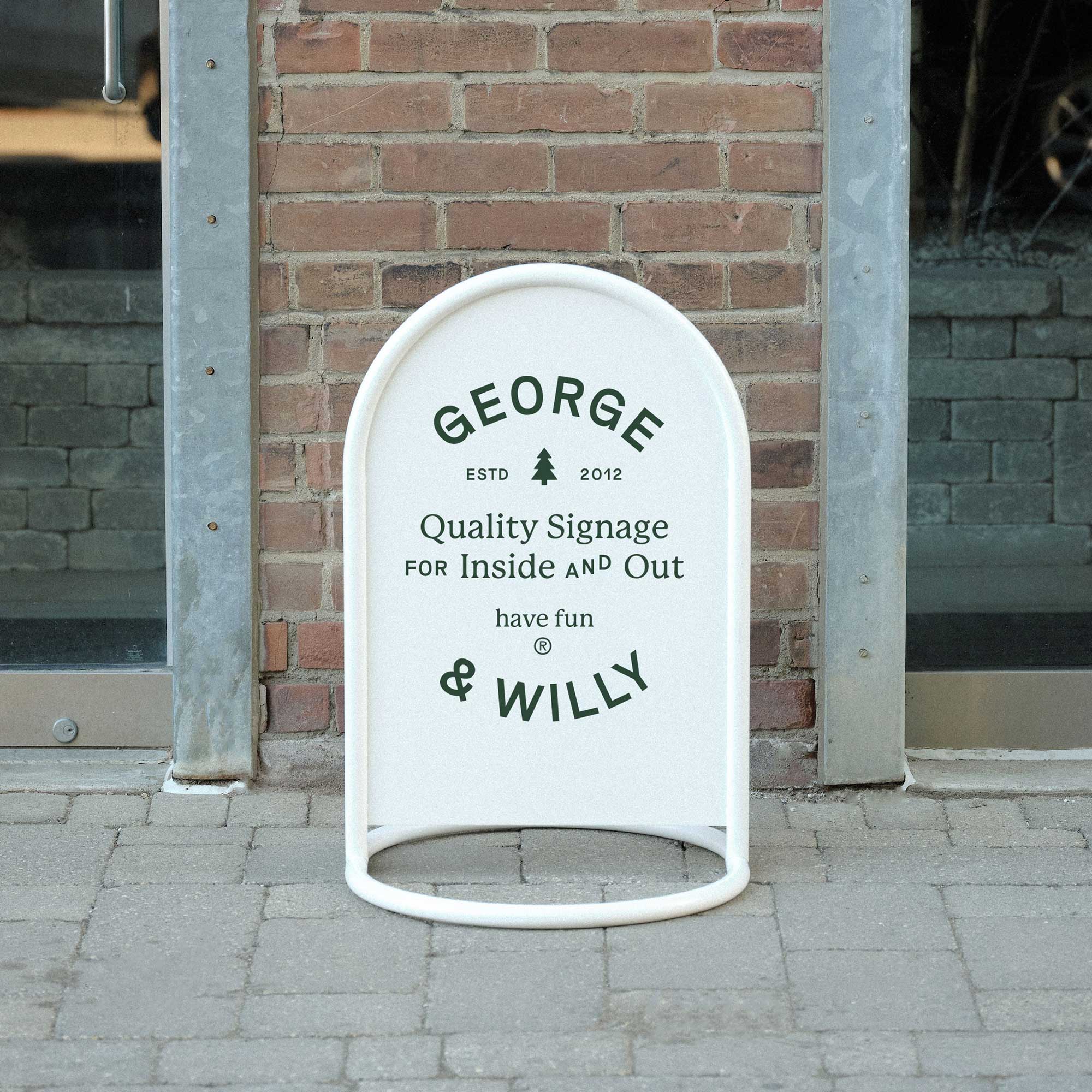 Rounded Sidewalk Sign - George and Willy