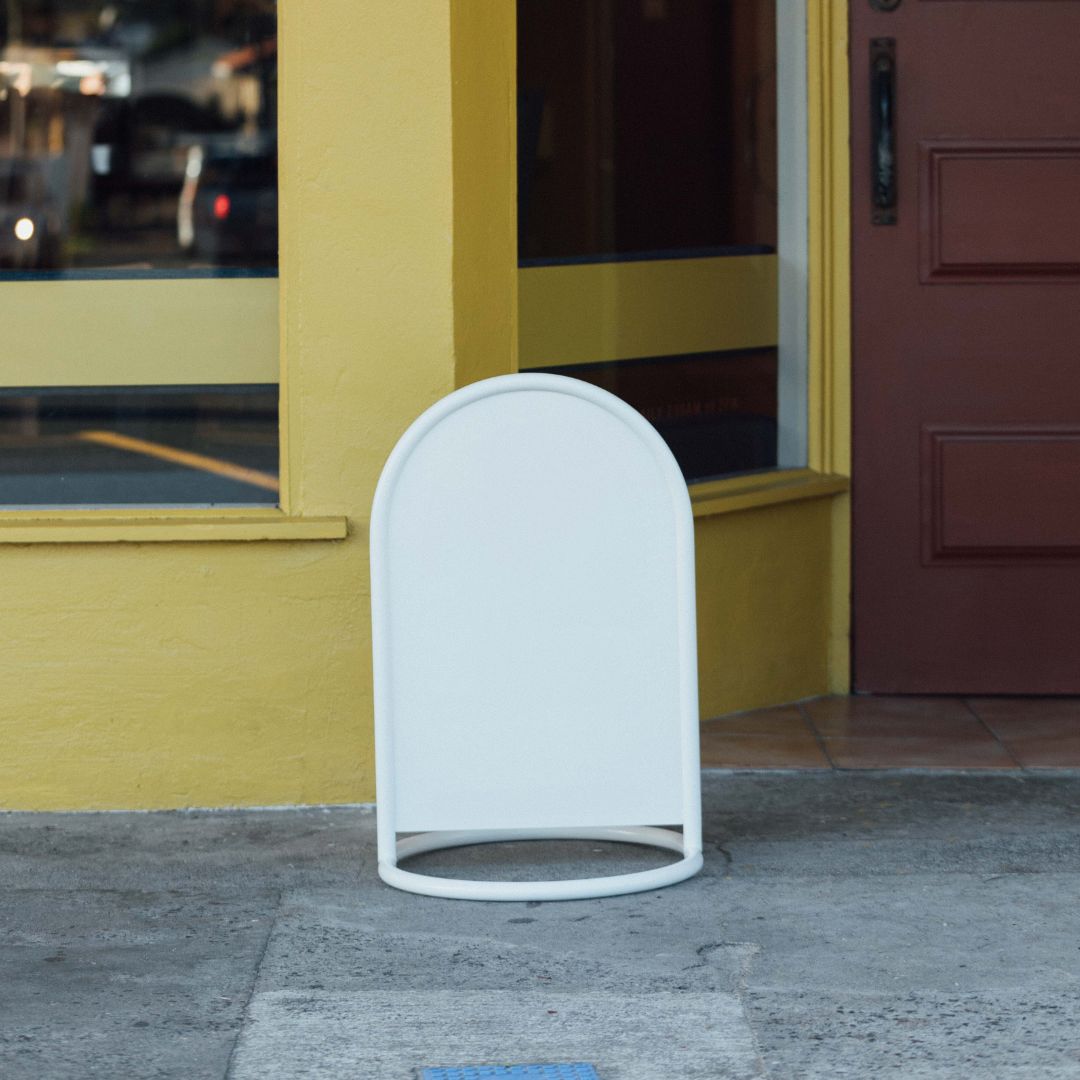 Rounded Sidewalk Sign. - George and Willy